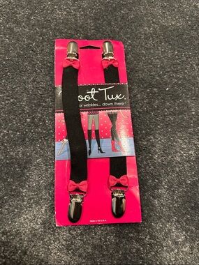 NWT Boot Tux Black & Pink Bow Suspenders for boots and pants